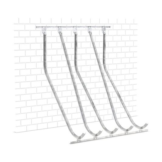 Semi vertical cycle rack, wall mounting, 5 parking spaces.