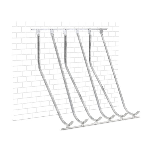 Semi vertical cycle rack, wall mounting, 6 parking spaces.