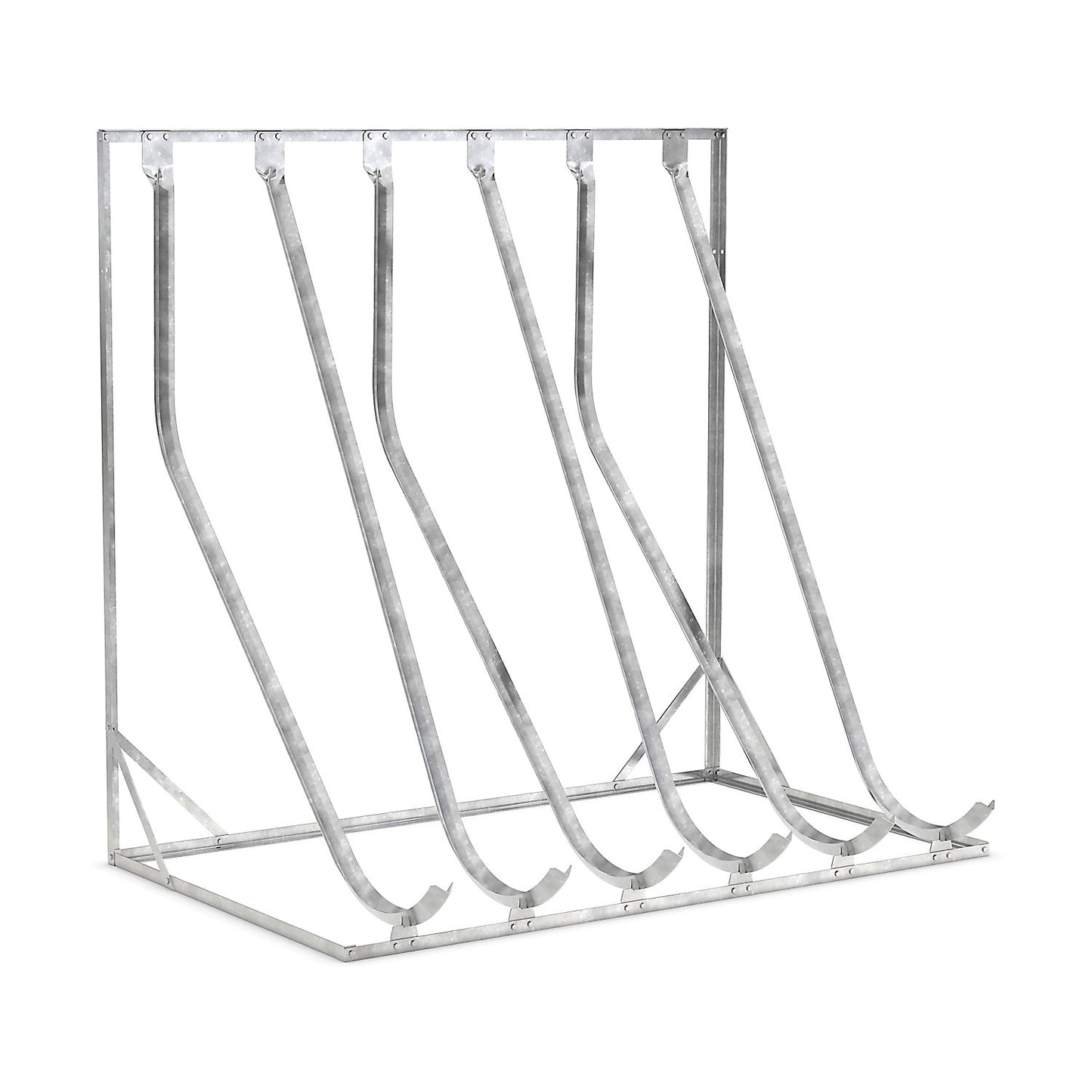 Semi vertical cycle rack, free standing, 6 parking spaces.