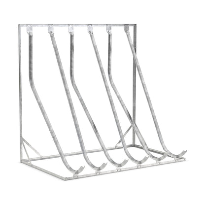 Semi vertical cycle rack, free standing, 6 parking spaces.