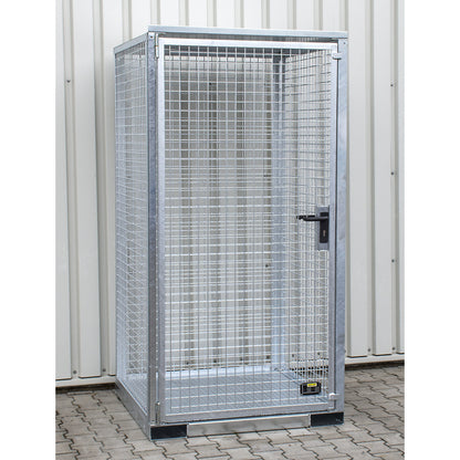 Assembled mesh gas cylinder cage, 16 cylinders with Ø 230 mm, ribbed sheet metal floor.