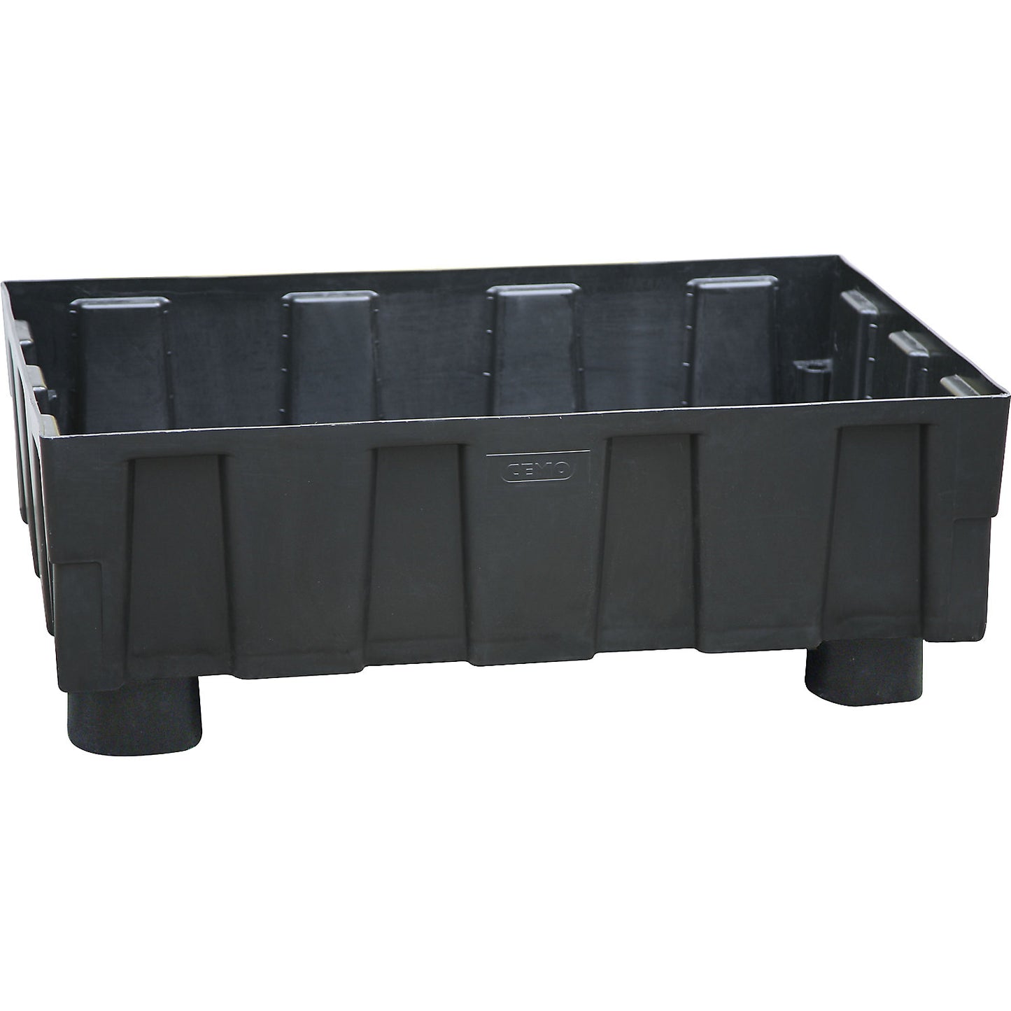 PE sump tray for 200 l drums, with four feet, sump capacity 250 l, without grate.