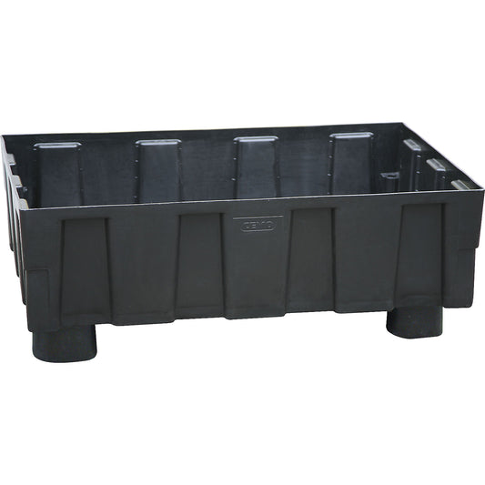 PE sump tray for 200 l drums, with four feet, sump capacity 250 l, without grate.