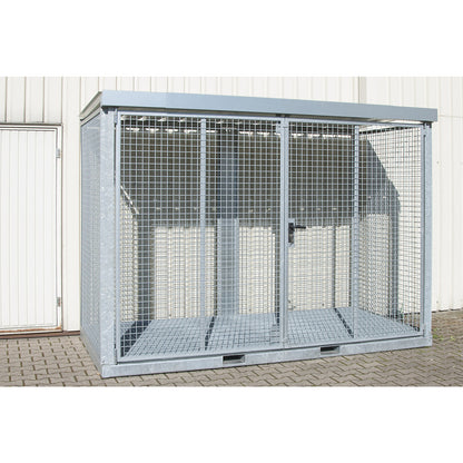 Assembled mesh gas cylinder cage, 78 cylinders with Ø 230 mm, grate floor.