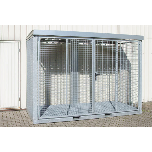 Assembled mesh gas cylinder cage, 78 cylinders with Ø 230 mm, grate floor.