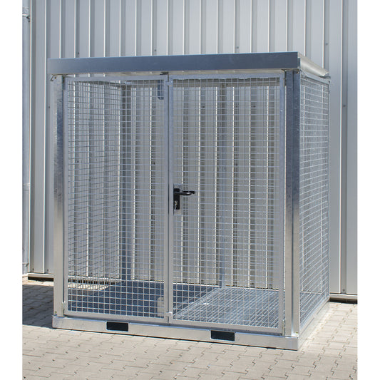 Assembled mesh gas cylinder cage, 45 cylinders with Ø 230 mm, grate floor.