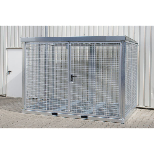 Assembled mesh gas cylinder cage, 104 cylinders with Ø 230 mm, grate floor.