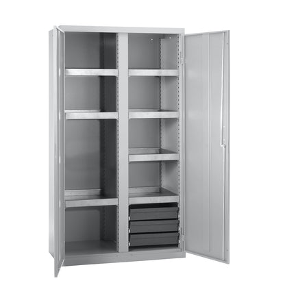 Environmental cupboard without door perforations, HxWxD 1800 x 1000 x 500 mm, 7 tray shelves, light grey / light grey.