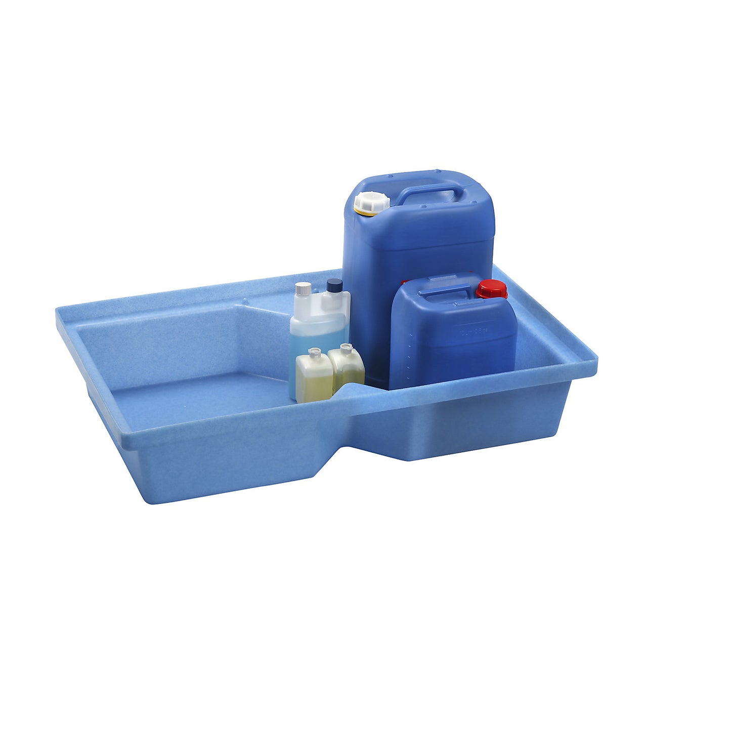 PE small container and pallet tray, LxWxH 1000 x 600 x 200 mm, sump capacity 60 l, without grate.