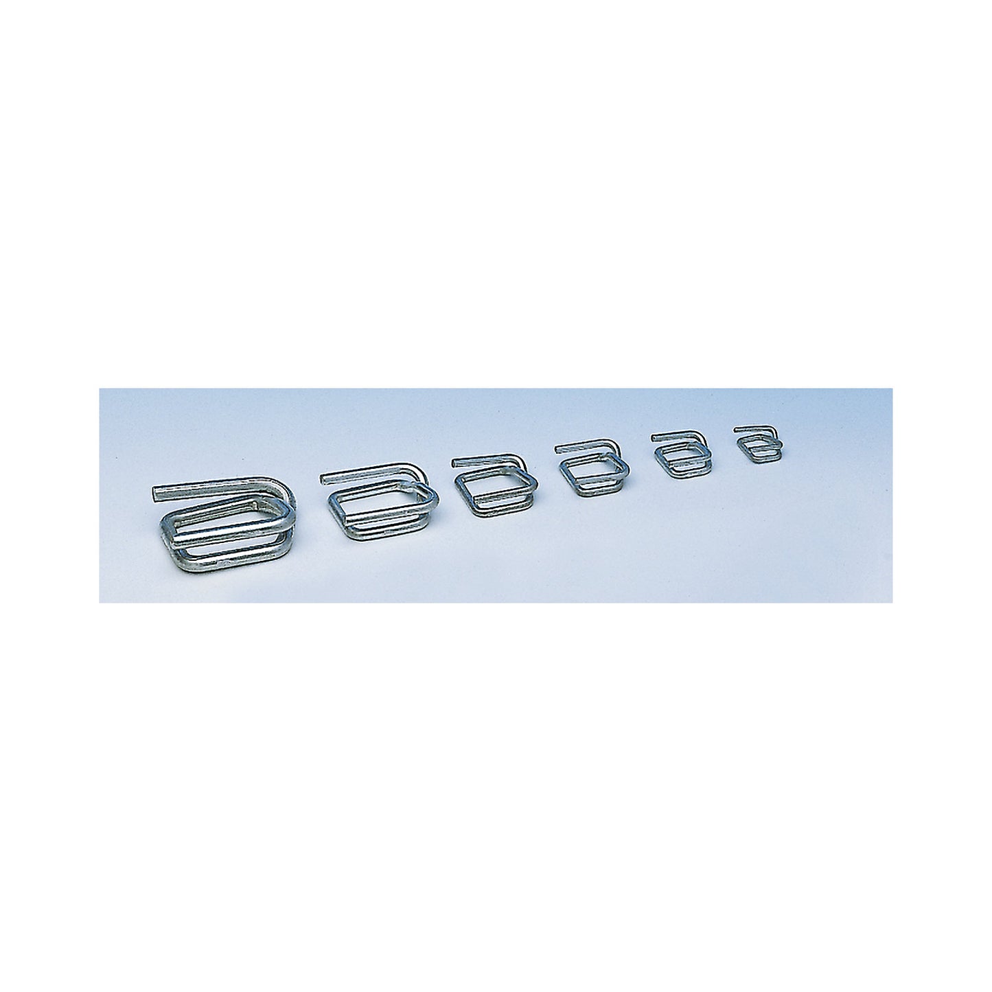 Fastening clips, zinc plated, for composite strapping or reinforced PET strapping, width 19 mm, pack of 1000.