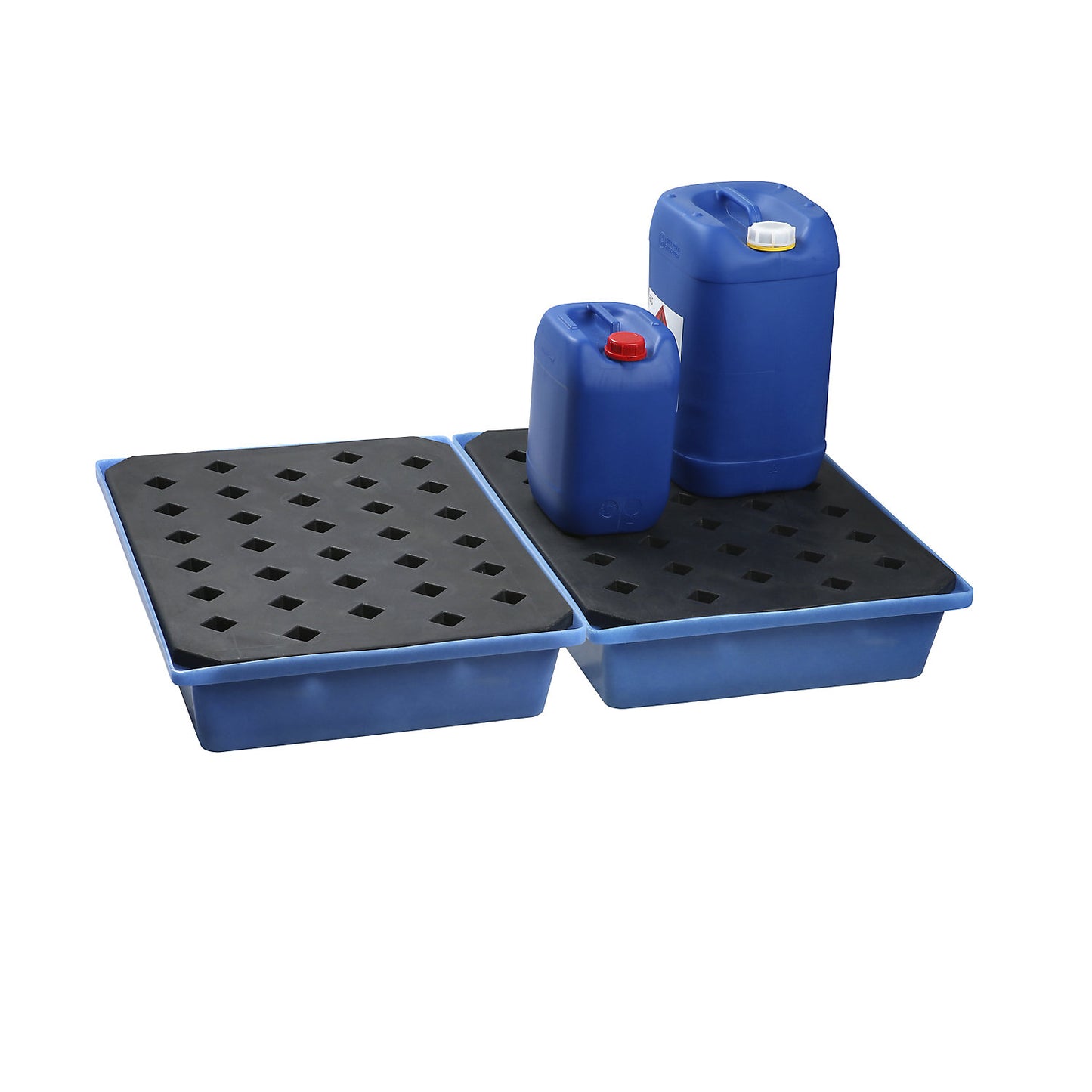 PE small container and pallet tray, LxWxH 800 x 600 x 170 mm, sump capacity 40 l, with PE grate.