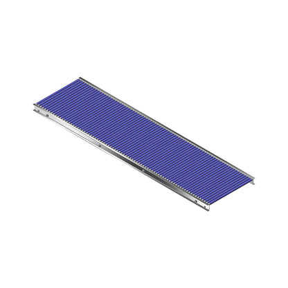 Small roller conveyor, aluminium frame with plastic rollers, track width 500 mm, axle spacing 25 mm, length 2.0 m.