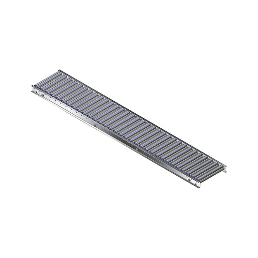 Light duty roller conveyor, aluminium frame with aluminium rollers, track width 300 mm, axle spacing 62.5 mm, length 2.0 m.