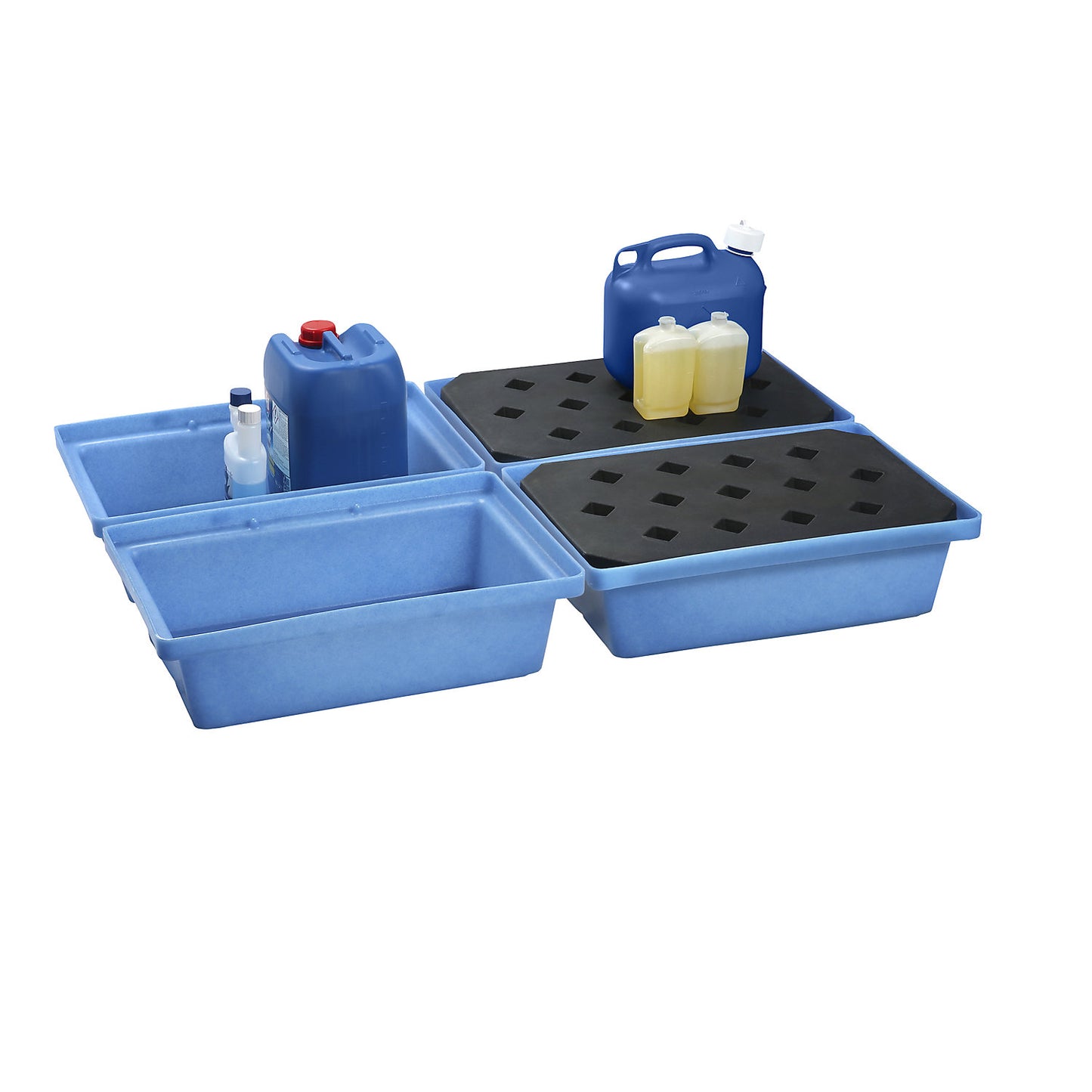 PE small container and pallet tray, LxWxH 600 x 400 x 170 mm, sump capacity 20 l, with PE grate.