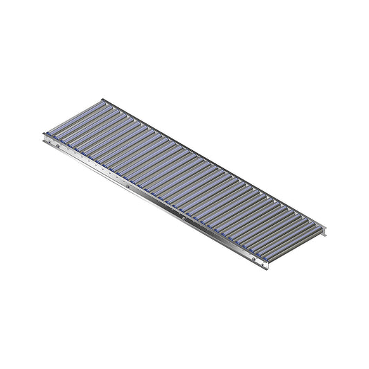 Light duty roller conveyor, aluminium frame with aluminium rollers, track width 500 mm, axle spacing 62.5 mm, length 2.0 m.