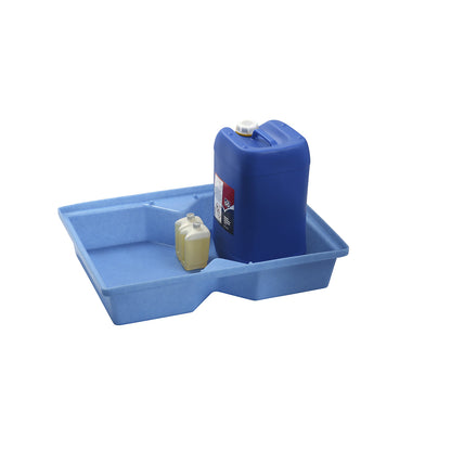 PE small container and pallet tray, LxWxH 800 x 600 x 170 mm, sump capacity 40 l, without grate.