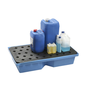 PE small container and pallet tray, LxWxH 1000 x 600 x 200 mm, sump capacity 60 l, with PE grate.