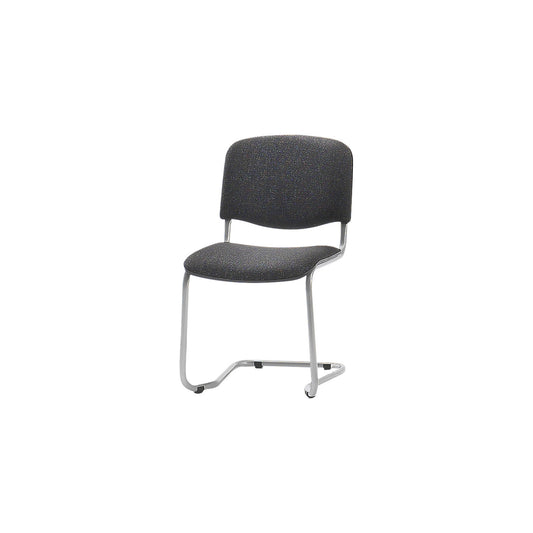 Cantilever chair, stackable, upholstered back rest, aluminium coloured frame, black, pack of 2.