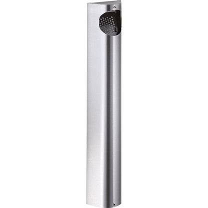 Stainless steel wall ashtray, capacity 3.5 l, HxWxD 550 x 110 x 74 mm.