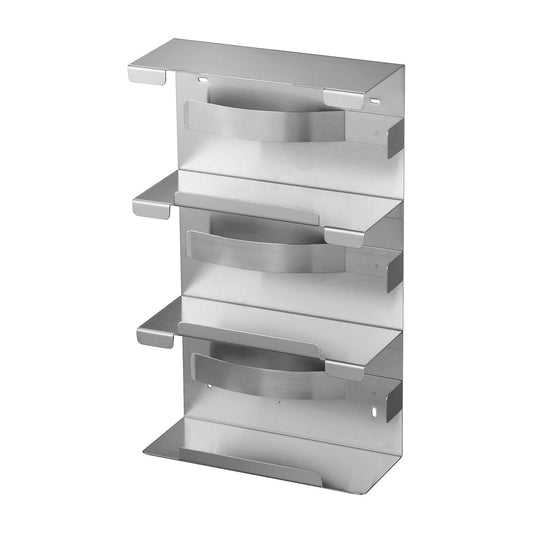 Glove and facial tissue dispenser, for 3 boxes, HxWxD 403 x 240 x 99 mm, stainless steel, brushed.