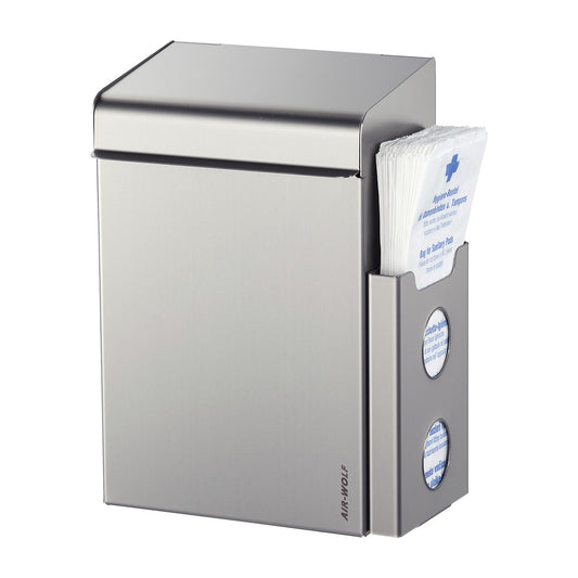 Sanitary waste collector with bag dispenser, capacity 8 l, WxHxD 220 x 342 x 153 mm, brushed stainless steel.