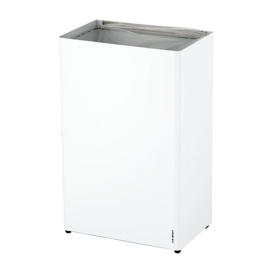 Waste collector, stainless steel, capacity 60 l, WxHxD 389 x 612 x 250 mm, white powder coated.