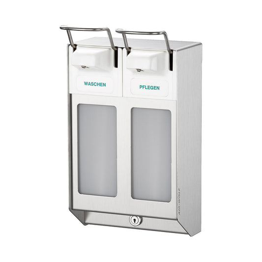 2-in-1 dispenser, with 2 x 1000 ml dispensers, stainless steel.