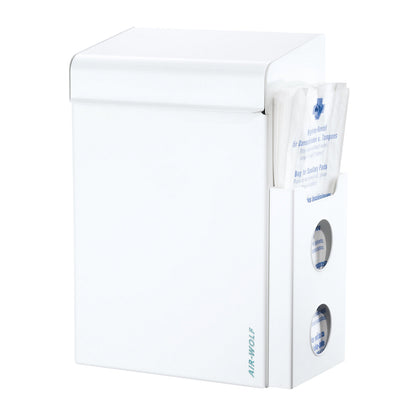 Sanitary waste collector with bag dispenser, capacity 8 l, WxHxD 220 x 342 x 153 mm, white stainless steel.