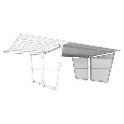 Siegen shelter, extension unit, double sided, made of profiled metal sheet, depth 4660 mm.