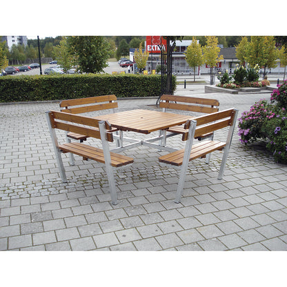 Picnic bench, with 4 benches and table, pine wood, LxWxH 2200 x 2200 x 1000 mm.