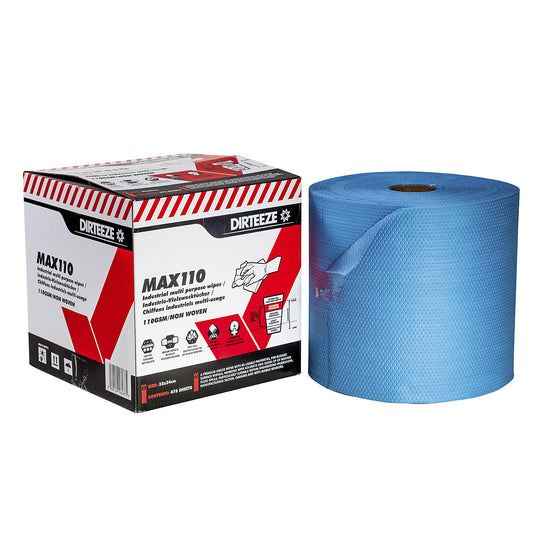Cleaning cloth roll, WxL 320 mm x 161.5 m, heavy, blue honeycomb pattern.