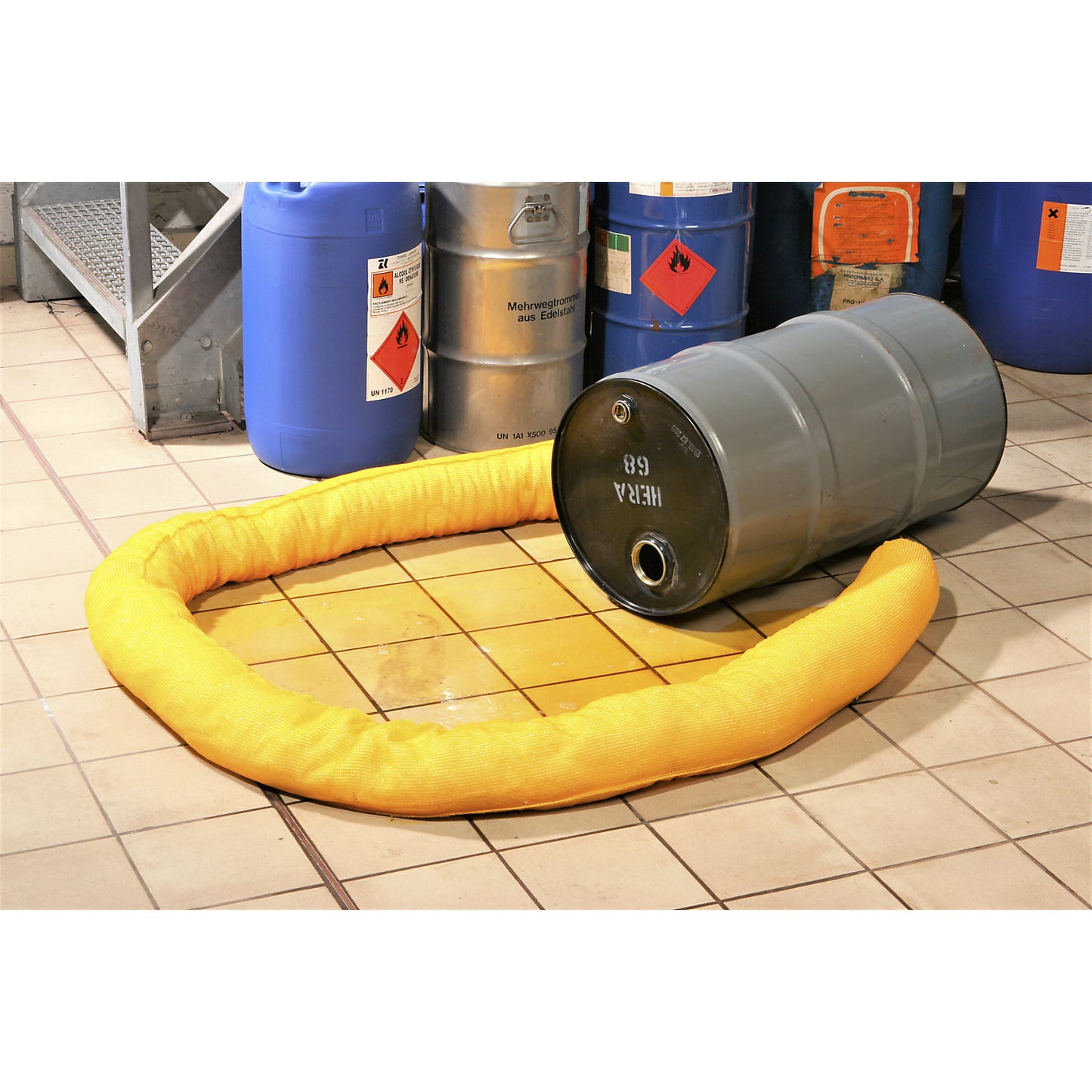Absorbent fleece sock, chemical version, length 3000 mm, Ø 75 mm, pack of 8.
