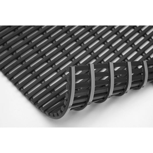 Wet room mat, anti-bacterial, 10 m roll, black, width 600 mm.