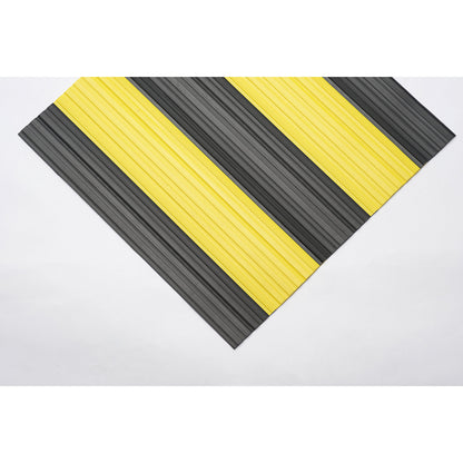 Soft PVC runner, with closed surface, sold by the metre, black/yellow, width 800 mm.