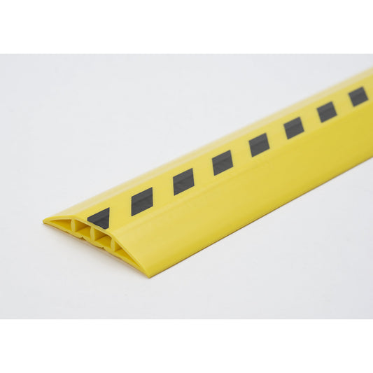 Plastic cable duct, for cables and hoses with Ø up to 10 mm, black/yellow, 2 chambers, length 1.5 m.