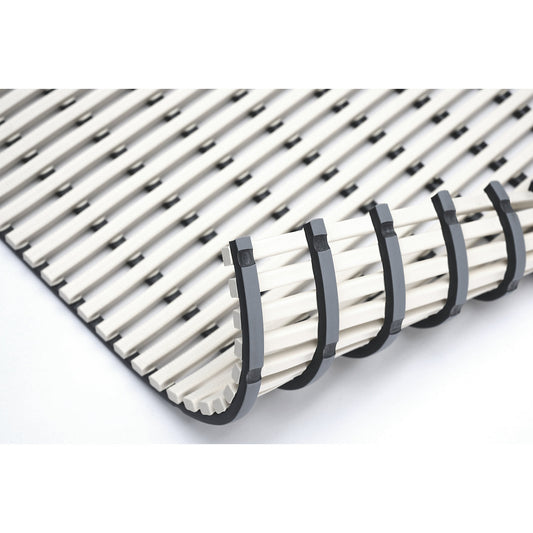 Wet room mat, anti-bacterial, per metre, white, width 1200 mm.