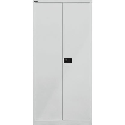 UNIVERSAL double door cupboard, HxWxD 1950 x 914 x 400 mm, 4 zinc plated shelves, 5 file heights, light grey.