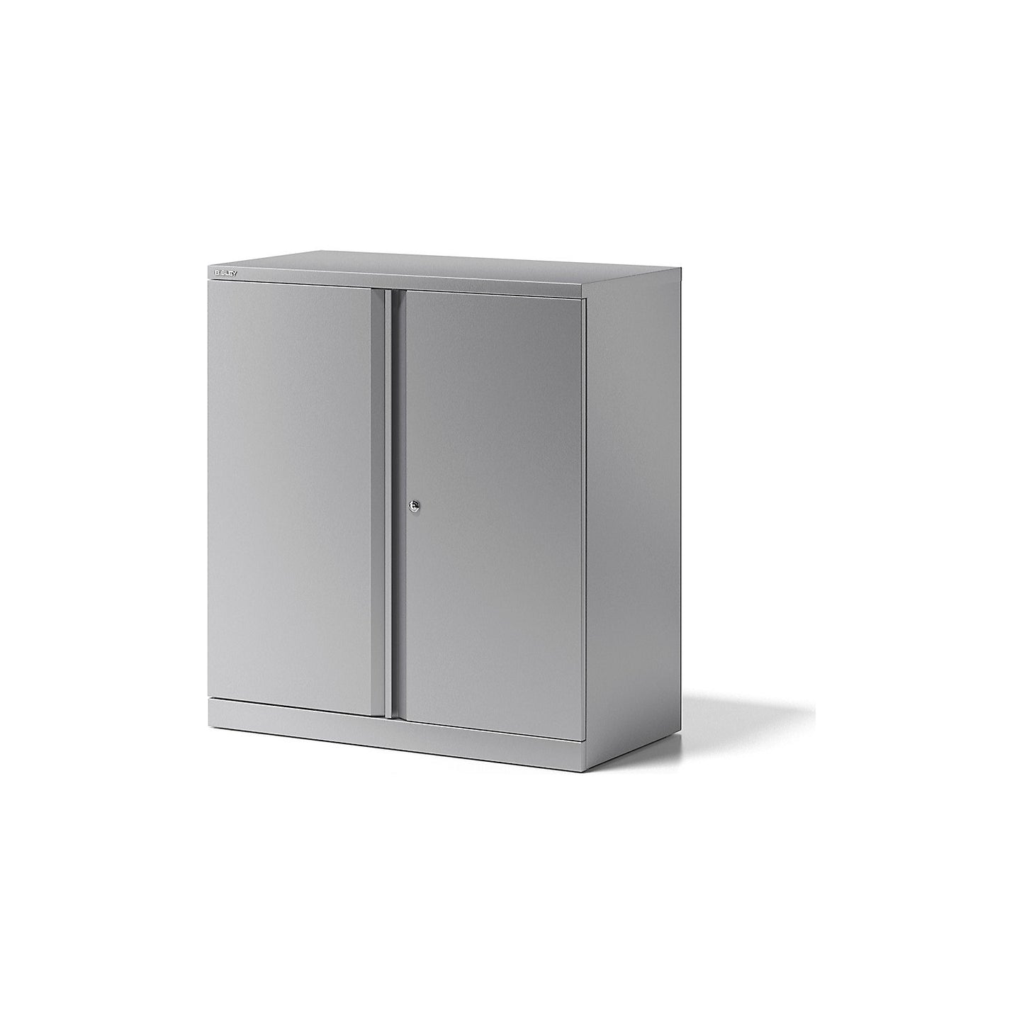 ESSENTIALS double door cupboard, 1 shelf, 2 file heights, silver.