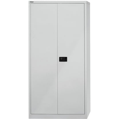 UNIVERSAL double door cupboard, HxWxD 1950 x 914 x 400 mm, 4 zinc plated shelves, 5 file heights, light grey.