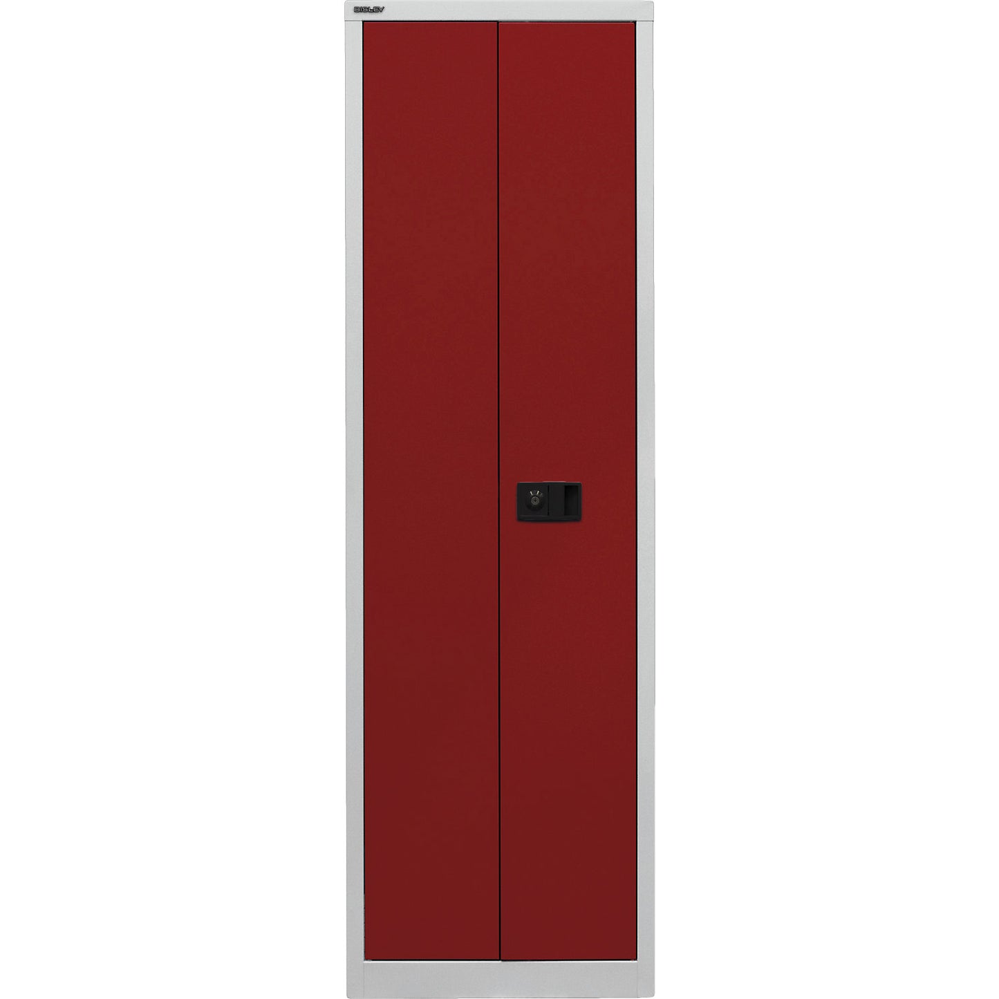UNIVERSAL double door cupboard, HxWxD 1950 x 600 x 400 mm, 4 shelves, 5 file heights, light grey / cardinal red.