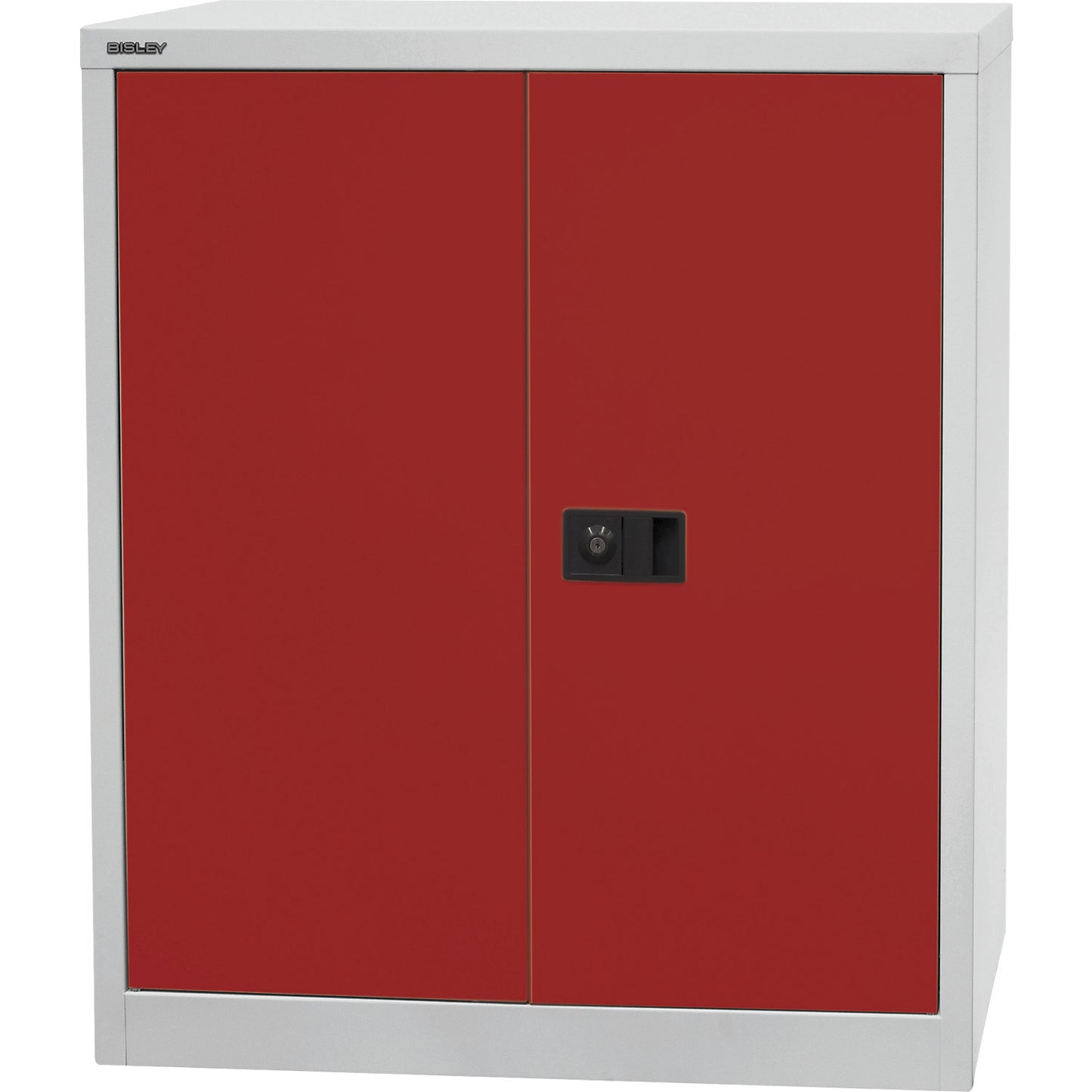 UNIVERSAL double door cupboard, HxWxD 1000 x 914 x 400 mm, 1 shelf, 2 file heights, light grey / cardinal red.