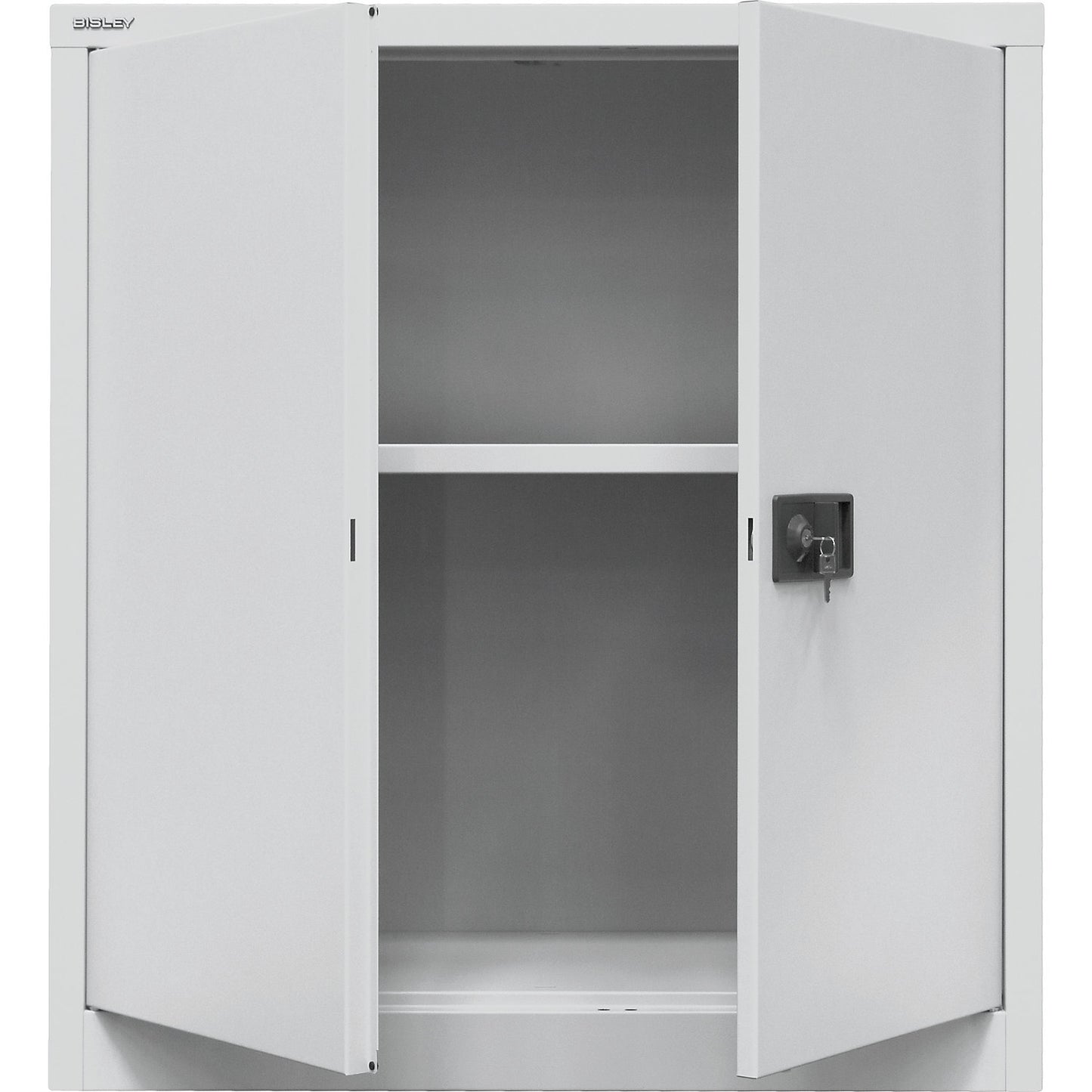UNIVERSAL double door cupboard, HxWxD 1000 x 914 x 400 mm, 1 shelf, 2 file heights, light grey.