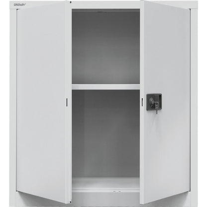 UNIVERSAL double door cupboard, HxWxD 1000 x 914 x 400 mm, 1 shelf, 2 file heights, light grey.