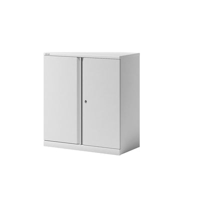 ESSENTIALS double door cupboard, 1 shelf, 2 file heights, traffic white.