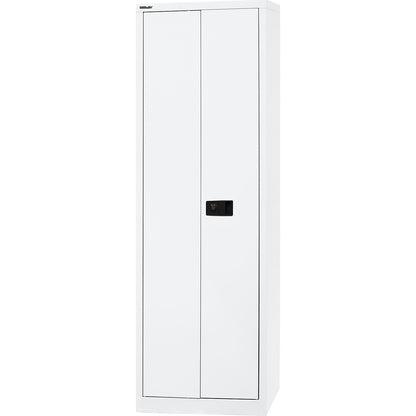 UNIVERSAL double door cupboard, HxWxD 1950 x 600 x 400 mm, 4 shelves, 5 file heights, traffic white.
