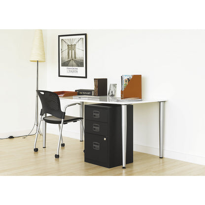 PFA side cupboard, 2 drawers, 1 suspension file drawer, black.