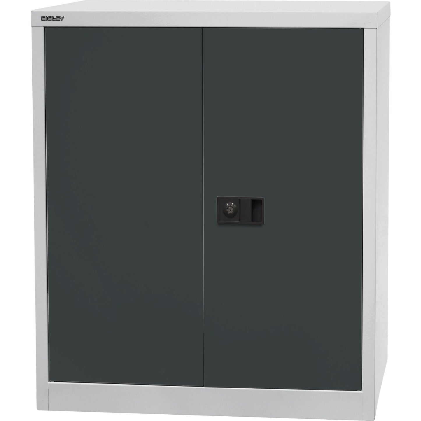 UNIVERSAL double door cupboard, HxWxD 1000 x 914 x 400 mm, 1 shelf, 2 file heights, light grey / charcoal.