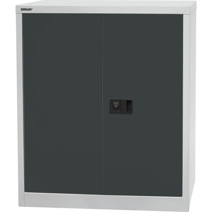 UNIVERSAL double door cupboard, HxWxD 1000 x 914 x 400 mm, 1 shelf, 2 file heights, light grey / charcoal.