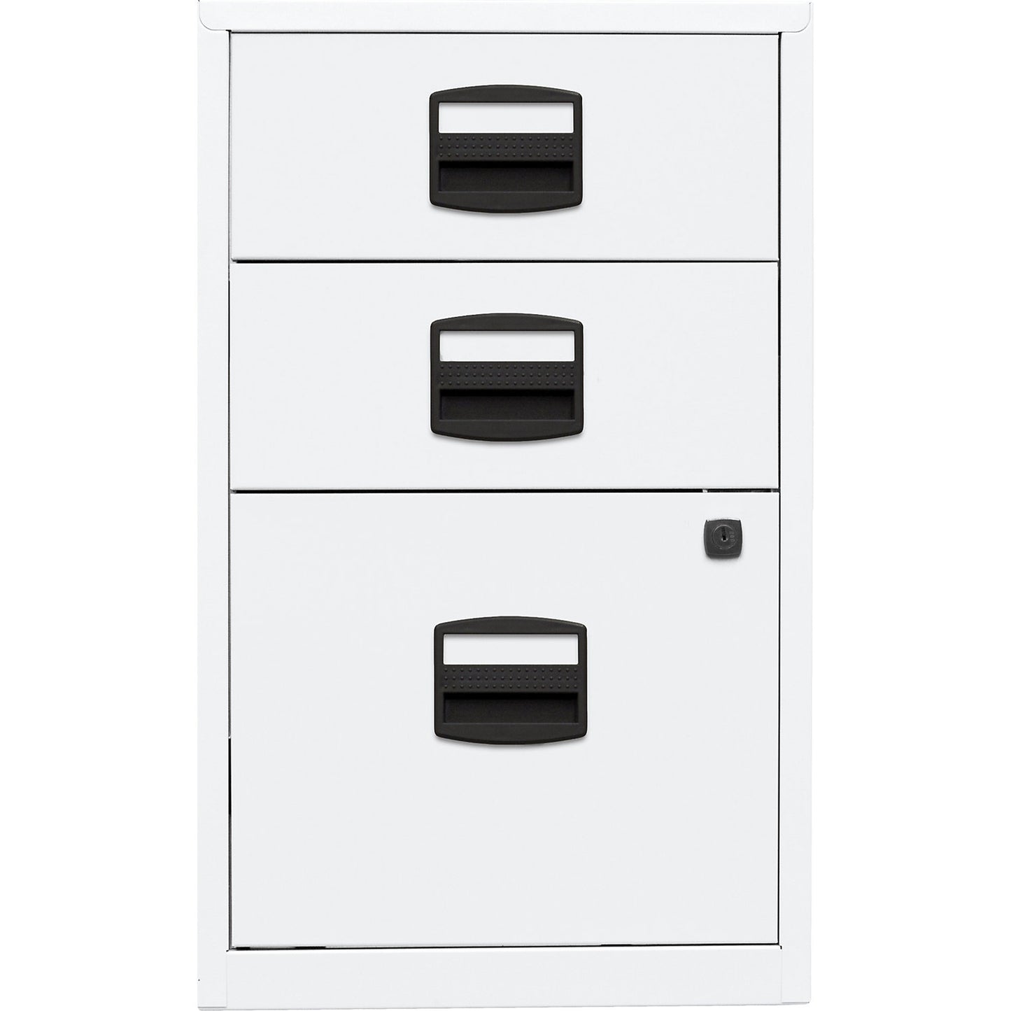 PFA side cupboard, 2 drawers, 1 suspension file drawer, traffic white.