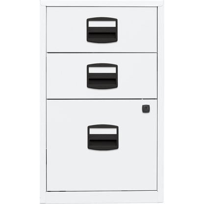 PFA side cupboard, 2 drawers, 1 suspension file drawer, traffic white.